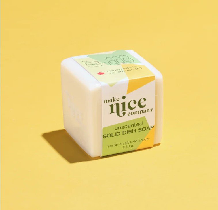 Make Nice Company solid dish soap unscented