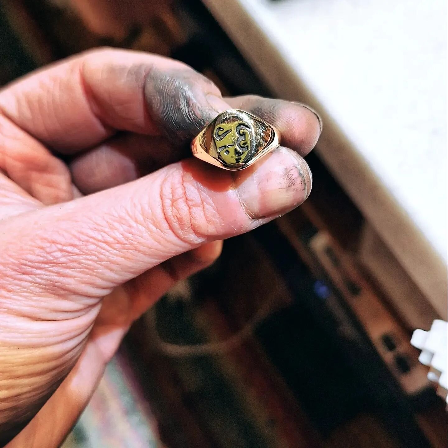 Did you know we offer full service repair? This treasured 18K signet ring was broken and needed to  be sized up to a 6. After fabricating the sizing stock, the ring got sized and shined; its person was elated to wear it again! What can I fix for you?