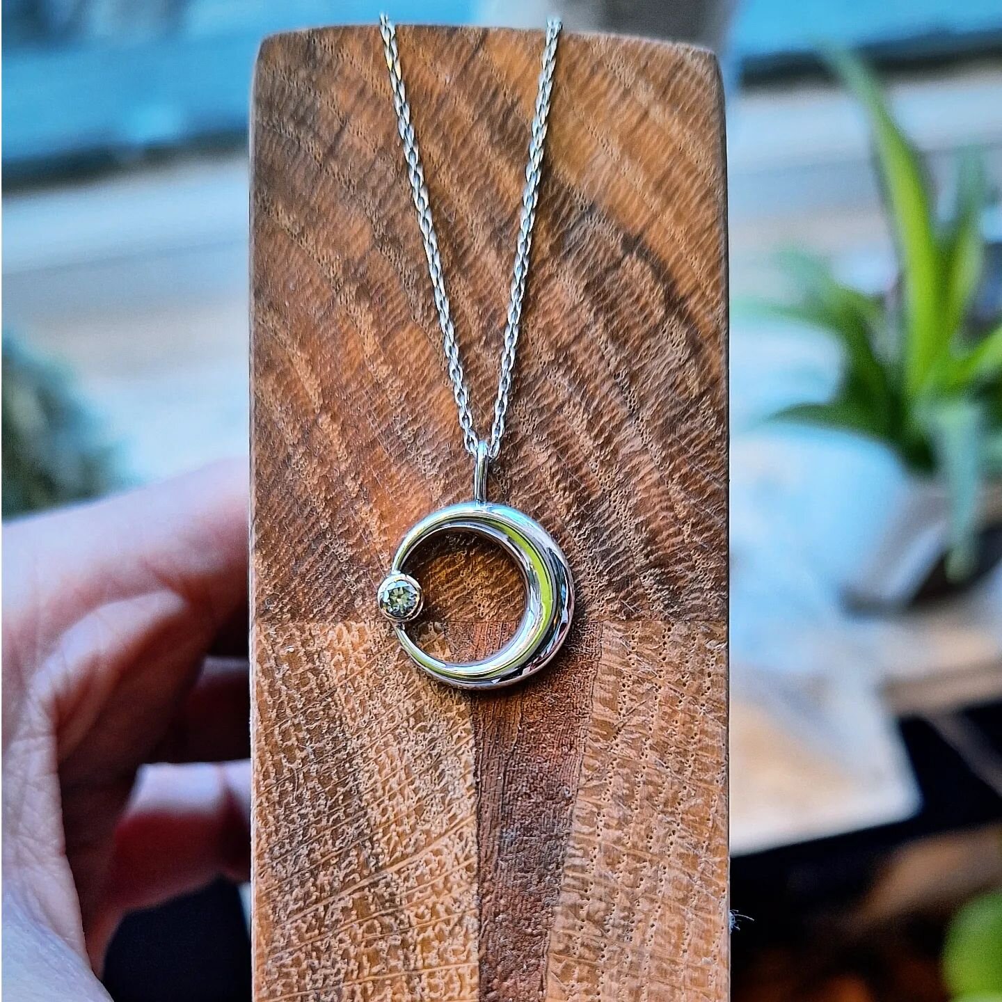 We added some luxe and sparkle to our sterling silver Carved Crescent Moon Pendant with a .25ct Lab Grown Diamond, set in 14K. Perfect for the one you love to the moon and back! Our original Carved Crescent Moon in silver is in stock, also made to or
