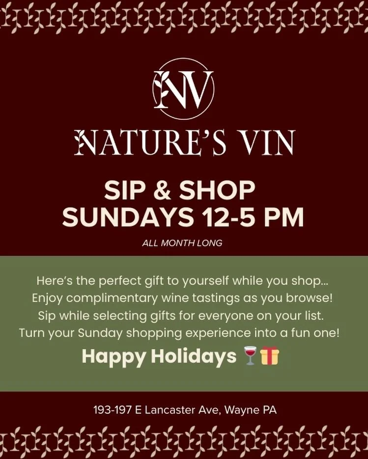 We&rsquo;re kicking off Sip &amp; Shop Sundays this weekend.🍷 We&rsquo;ll pour while you shop! 🛍️ There is no better way to do it holiday season. 🎄🎁