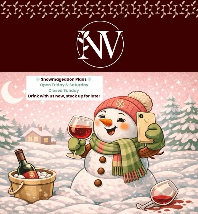 Snowmageddon plans:

✨ Open Friday &amp; Saturday
❄️ Closed Sunday
🍷 Drink with us now, stock up for later

Come warm up at the bar and grab wine from the shop before you bunker down!