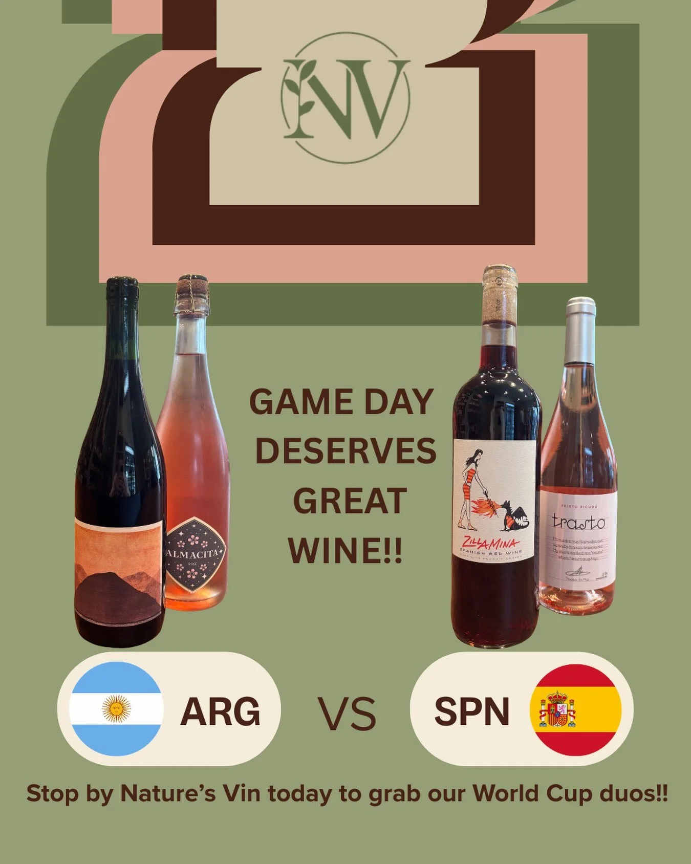 Who are you rooting for?! ⬇️ Either way, game day deserves great wine! ⚽️🍷 Stop by our shop today! 🛍️ #worldcup2026