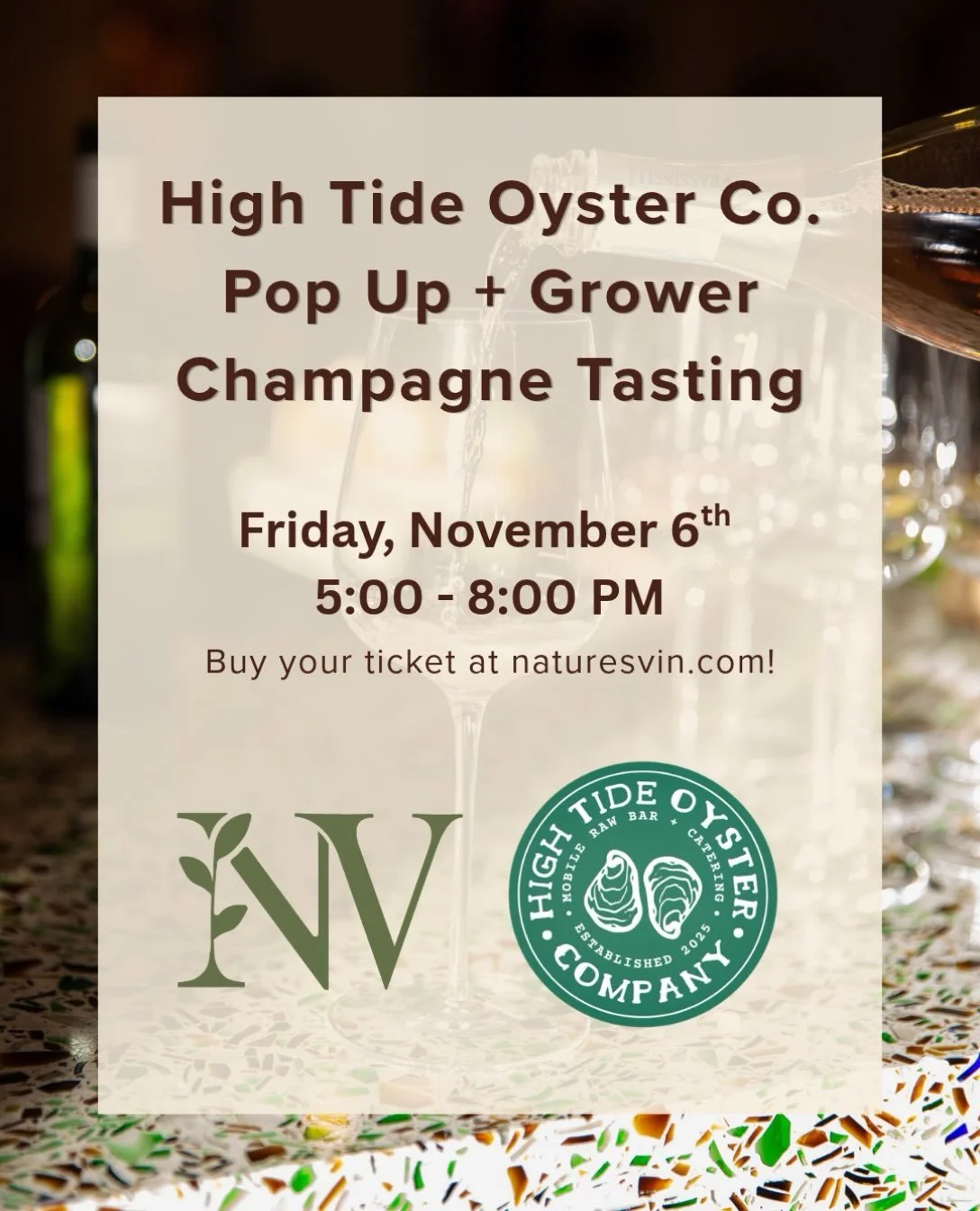 🥂 We&rsquo;re celebrating with grower bubbles + oysters! 🦪🍾

Join @naturesvin&rsquo;s wine lady @elovenworth for a hand-selected lineup of small-production sparkling wines in large formats, paired with fresh local oysters from women-owned High Tid