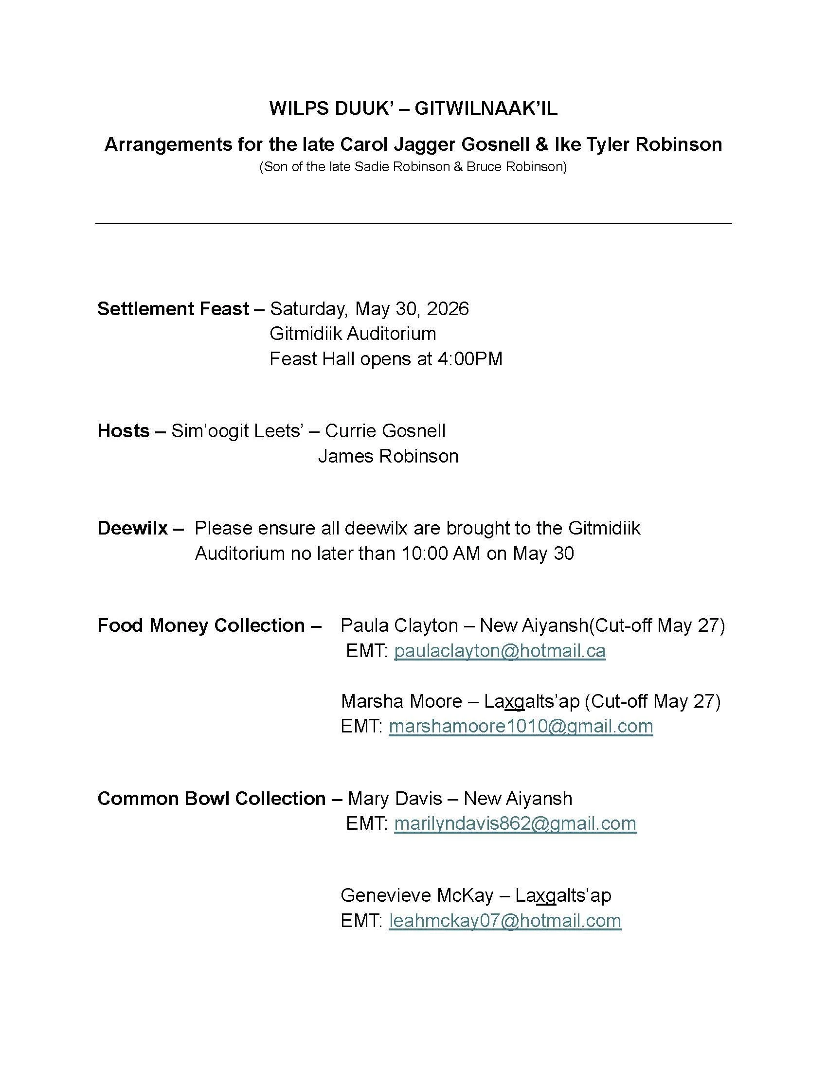 Arrangements for the late Carol Gosnell and Ike Robinson | Wilps Duuk' - Gitwilnaak'il 