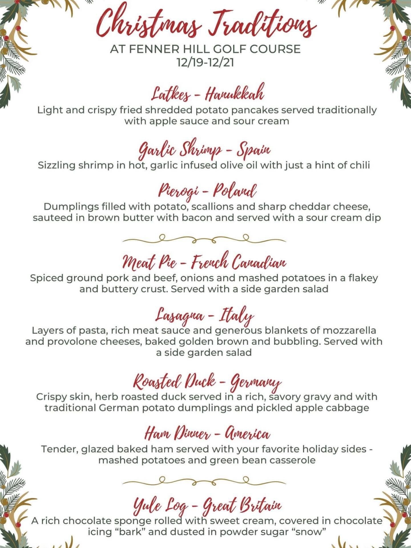 As we roll through the holiday season, we&rsquo;re celebrating this weekend by featuring traditional dishes from around the world. With options ranging from Hanukkah Latkes to Lasagna to Ham Dinner, we have something to help you celebrate the season.