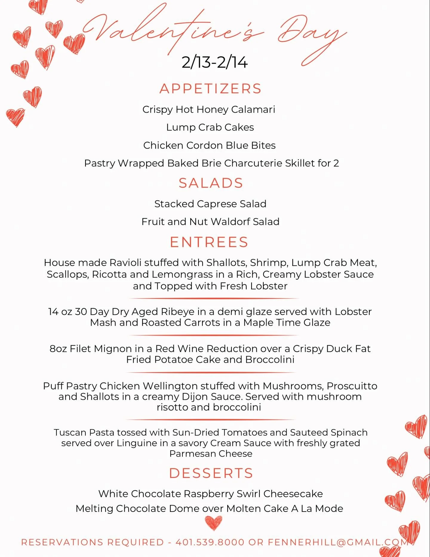 Valentine&rsquo;s Day is right around the corner and we&rsquo;re bringing you another year of AMAZING specials all Valentine&rsquo;s Weekend long! 

Come indulge in our decadent in-house Dry Aged Ribeye, stuffed house-made Seafood Ravioli, or gooey B