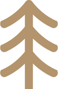 Stylized gold or tan tree icon on a black background.
