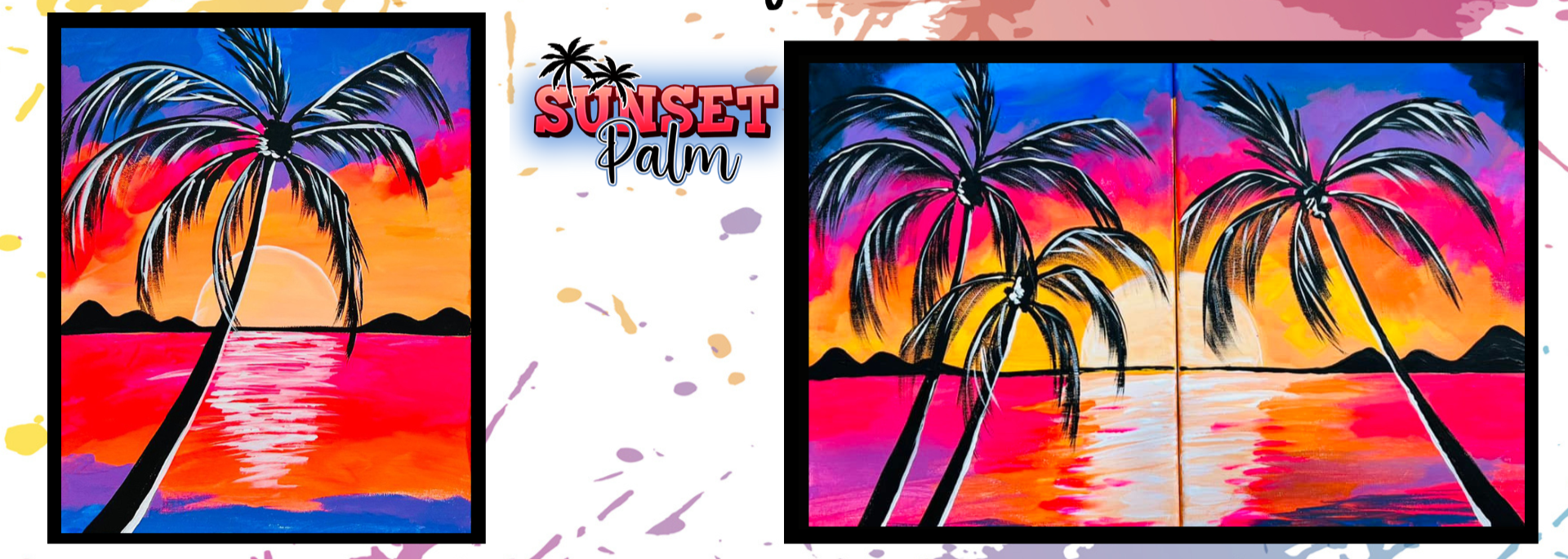Sunset Palm - Single or Double Canvas Option
