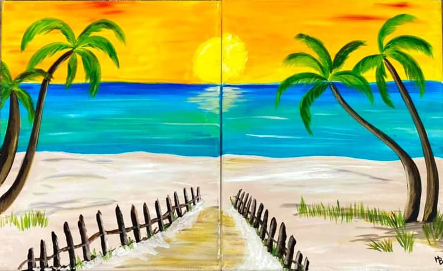 Beach Sunset - Single or Double Canvas Option