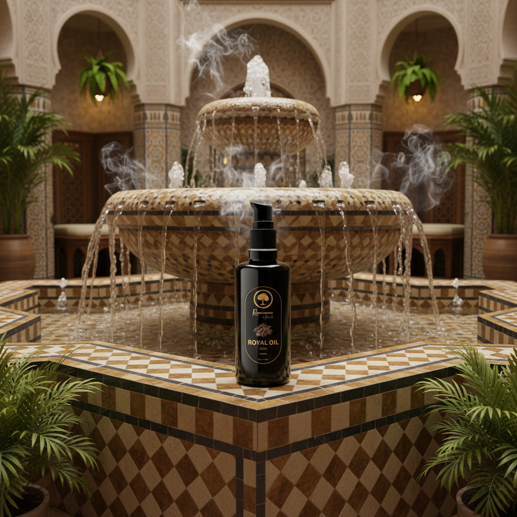 Royal-Oil-with-Oud in tiled hammam.png