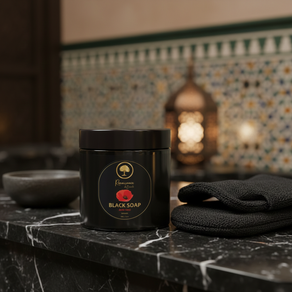Renaissance-de-Beaute-~-Aker-Fassi-Black-Soap-morrocan spa setting.png