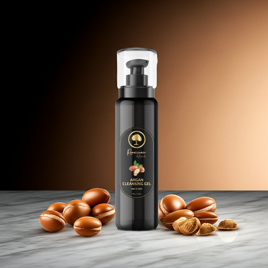 Renaissance-de-Beaute-~-Cleansing-Gel-with-Argan seeds dark background.png