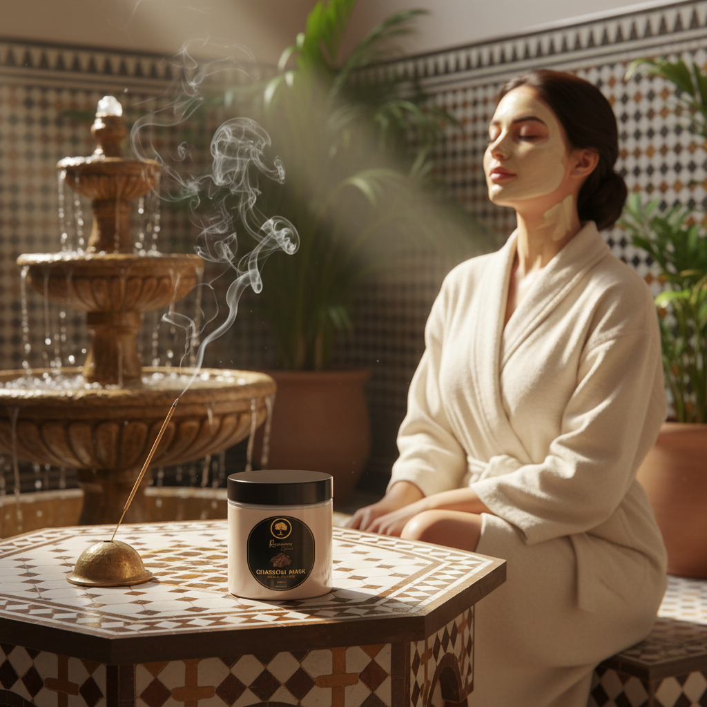 Ghassoul-&-Oud-Mask-model sitting in spa with mask 1.png