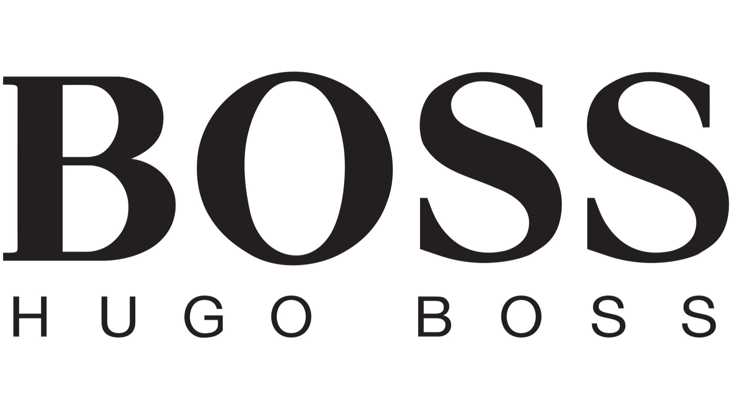 Hugo Boss logo with bold letters "BOSS" and smaller text "HUGO BOSS" below.