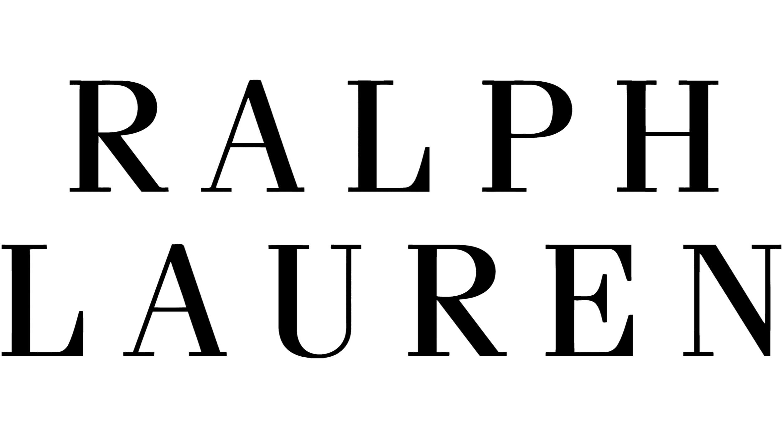 "Ralph Lauren" logo in black uppercase letters on a white background.