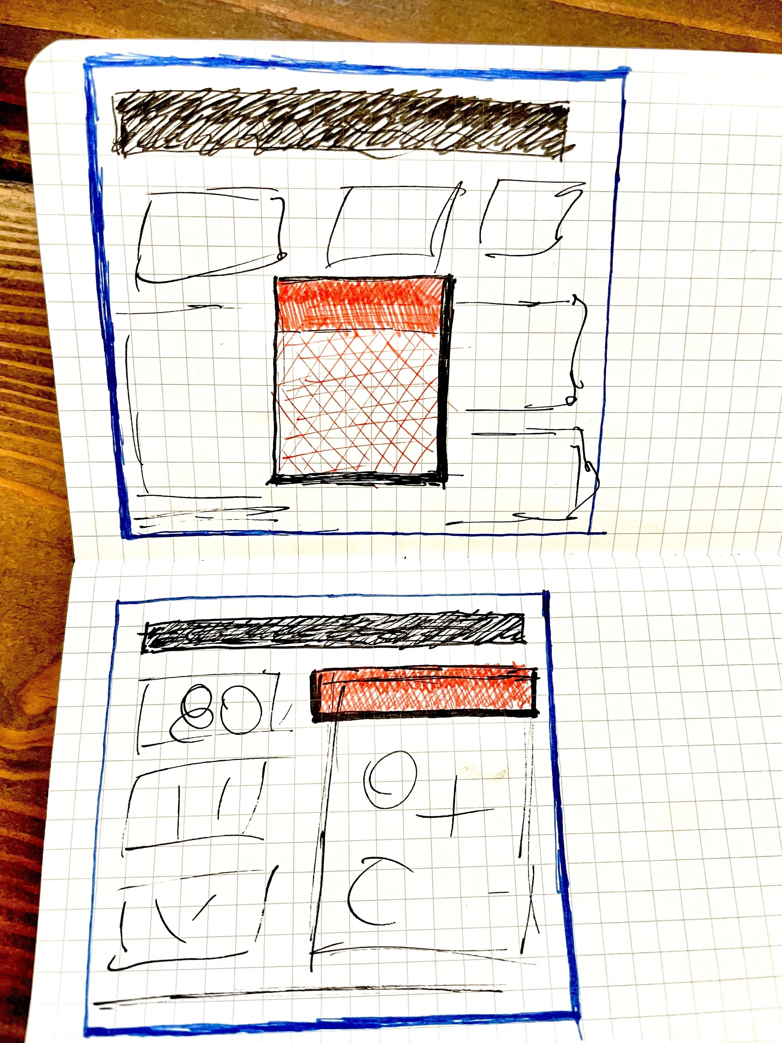 Early in the project I sketched some quick ideas to dial in the general prominence and positioning of the interactive onboarding elements.