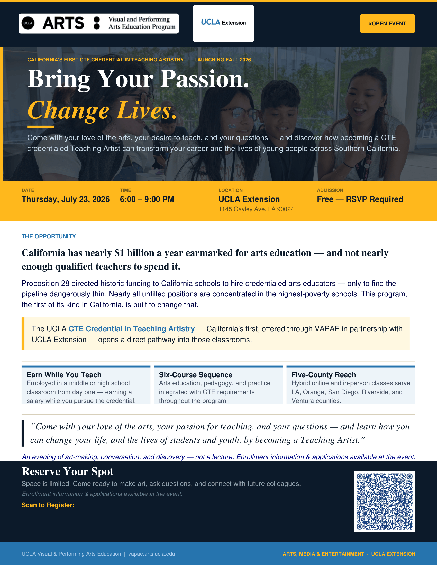 xOpen Info Session — CTE Credential in Teaching Artistry