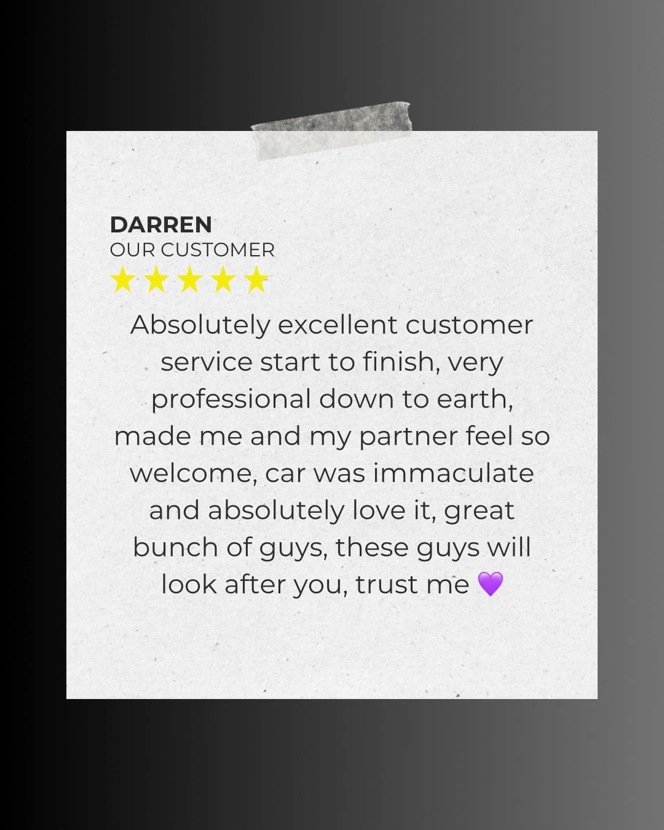 ⭐️⭐️⭐️⭐️⭐️ Another 5-star experience!
Nothing makes us happier than hearing our customers felt welcomed, looked after and confident in their purchase. ❤️

Thank you so much, Darren, for your kind words and for choosing CM Motor Group! 🚗💛