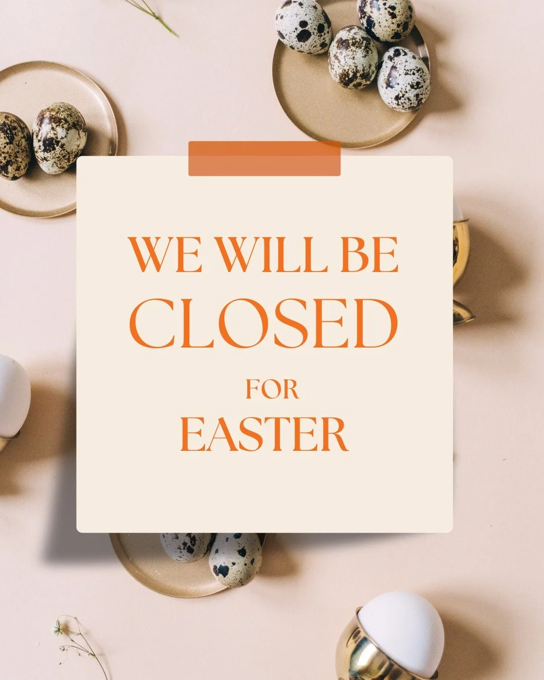 🌼 Easter Hours 🌼

We will be closed over the Easter break to allow our team time with family and friends.

🗓Closed Friday 3rd April to Monday 6th April
(Re-Open Tuesday 7th April)

Wishing everyone a safe and happy Easter weekend! 🐰🐣
We look for