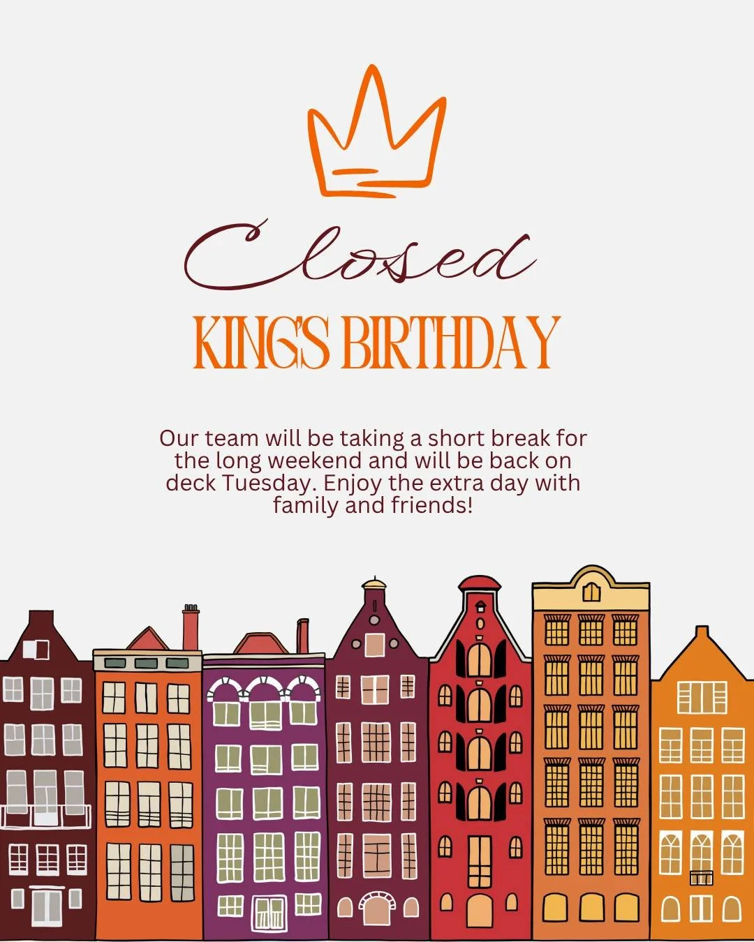 Long weekend plans? 👑
Visit our Show home Friday 1&ndash;4pm before we close for King&rsquo;s Birthday Weekend. Back on deck Tuesday!