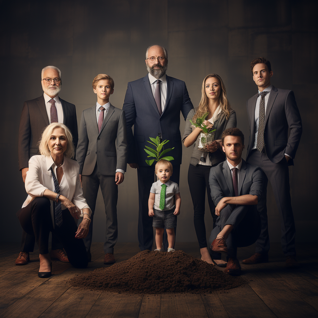 Familia empresaria reunida para establecer las regalas del protocolo familiar.