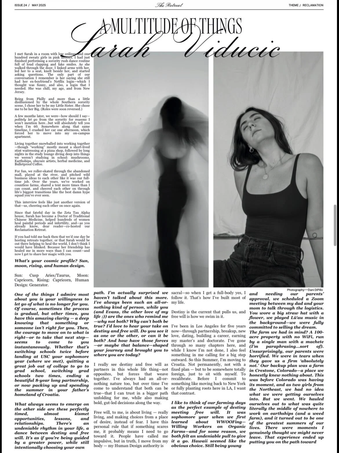 Last year my best friend, my soul sister, @theretreat.newspaper interviewed me. At the time life felt really fucking scary and confusing, but also incredibly exciting.

I recently went back and read the interview (admittedly for the first time) and f