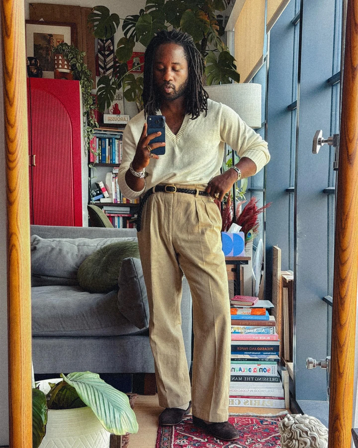 What do I wear in spring? Scarves. 

Lots of scarves. Short ones. Made of silk.

They add dimension without heat. 

They&rsquo;re beautiful and kids love them.

Sometimes, I&rsquo;ll wear a sweater tied around the neck.

I usually end up wearing them