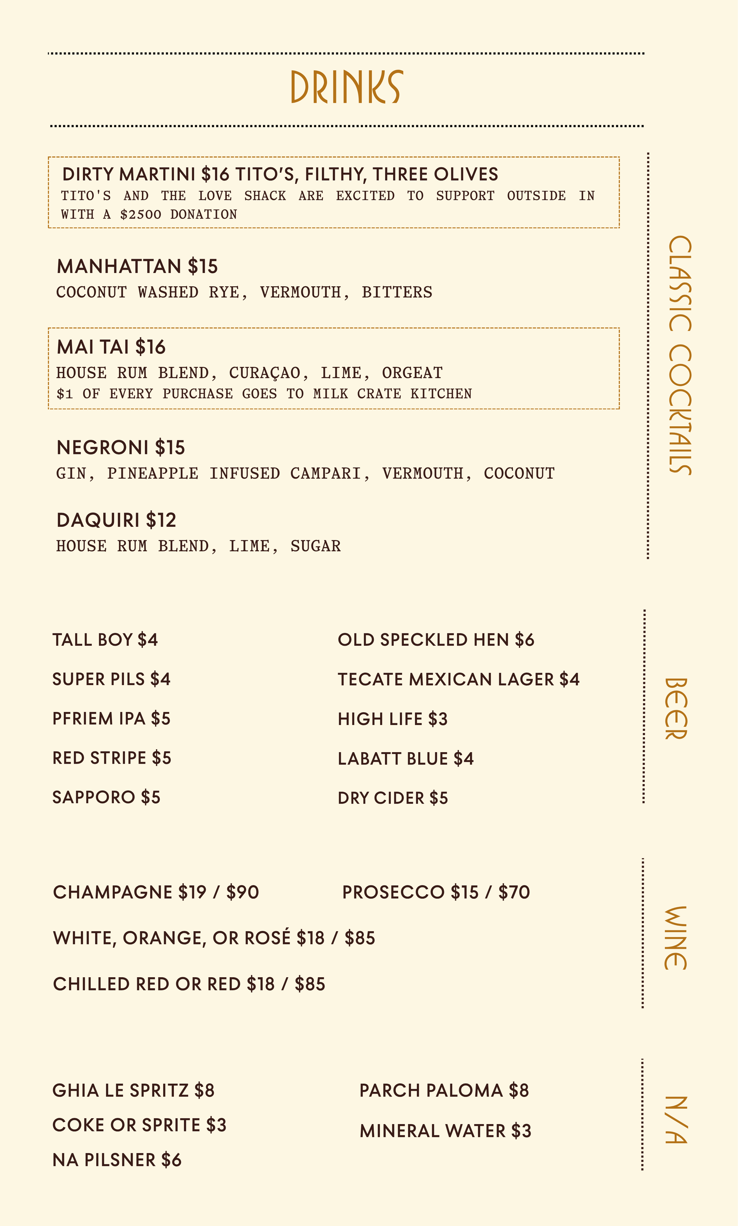 Menu — The Love Shack