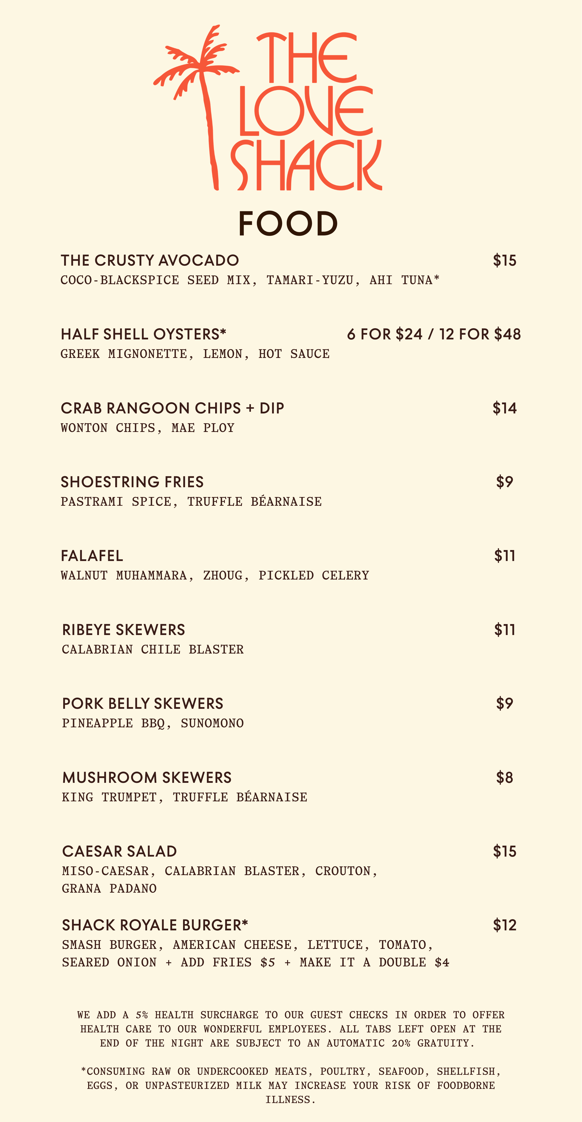 Menu — The Love Shack