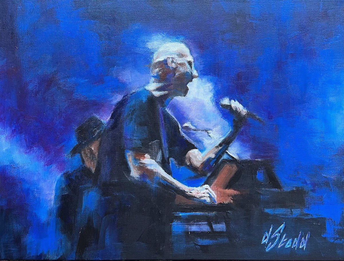 Midnight Oil at Revolution Hall
24" x 18" acrylic on canvas
$200