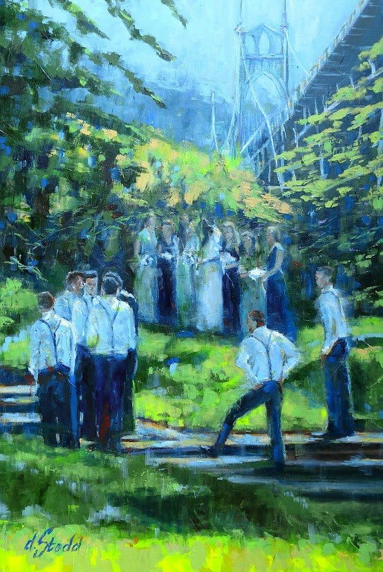 Wedding Party
27" x 39" acrylic on canvas, framed
$750