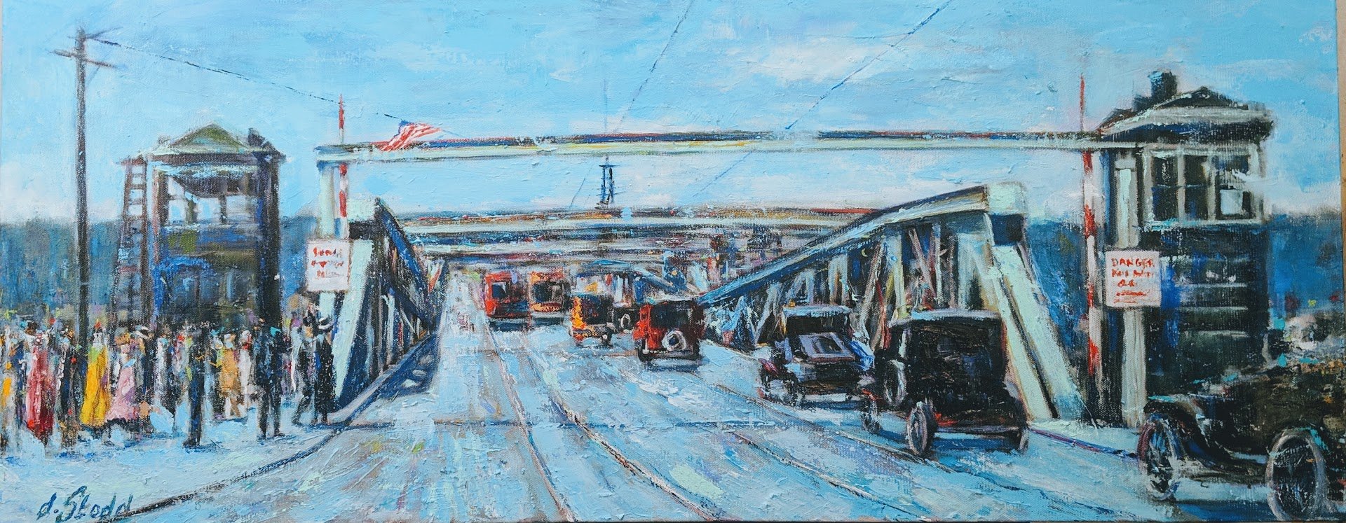 Seattle Fremont Bridge
43.5" x 19.5" acrylic on canvas, framed
$600