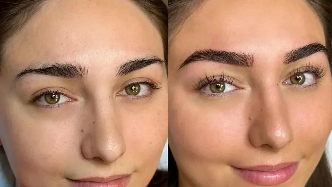 Eyebrow threading and signature shaping before and after at Roe Beauty Studio