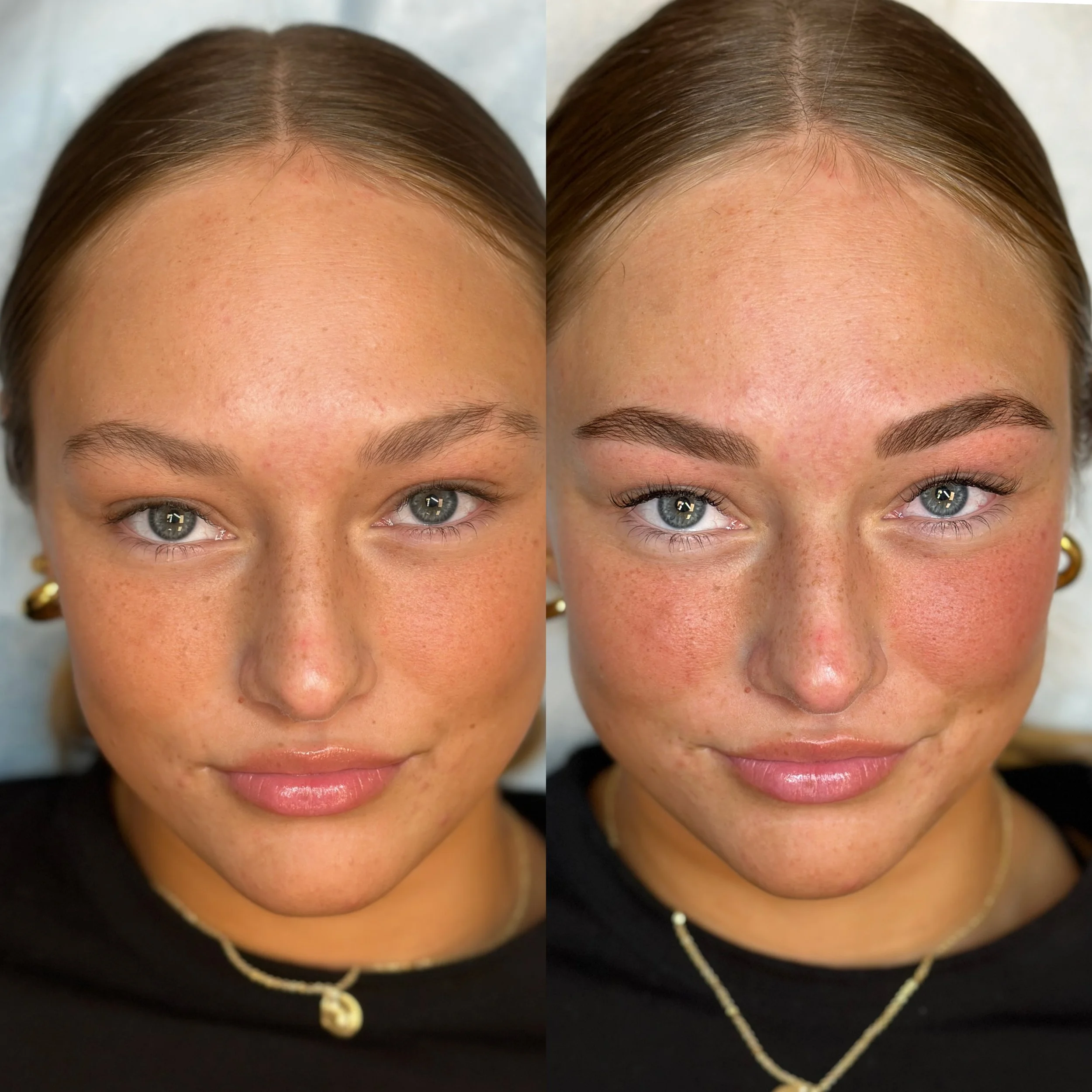 Henna brows and shaping before and after at Roe Beauty Studio