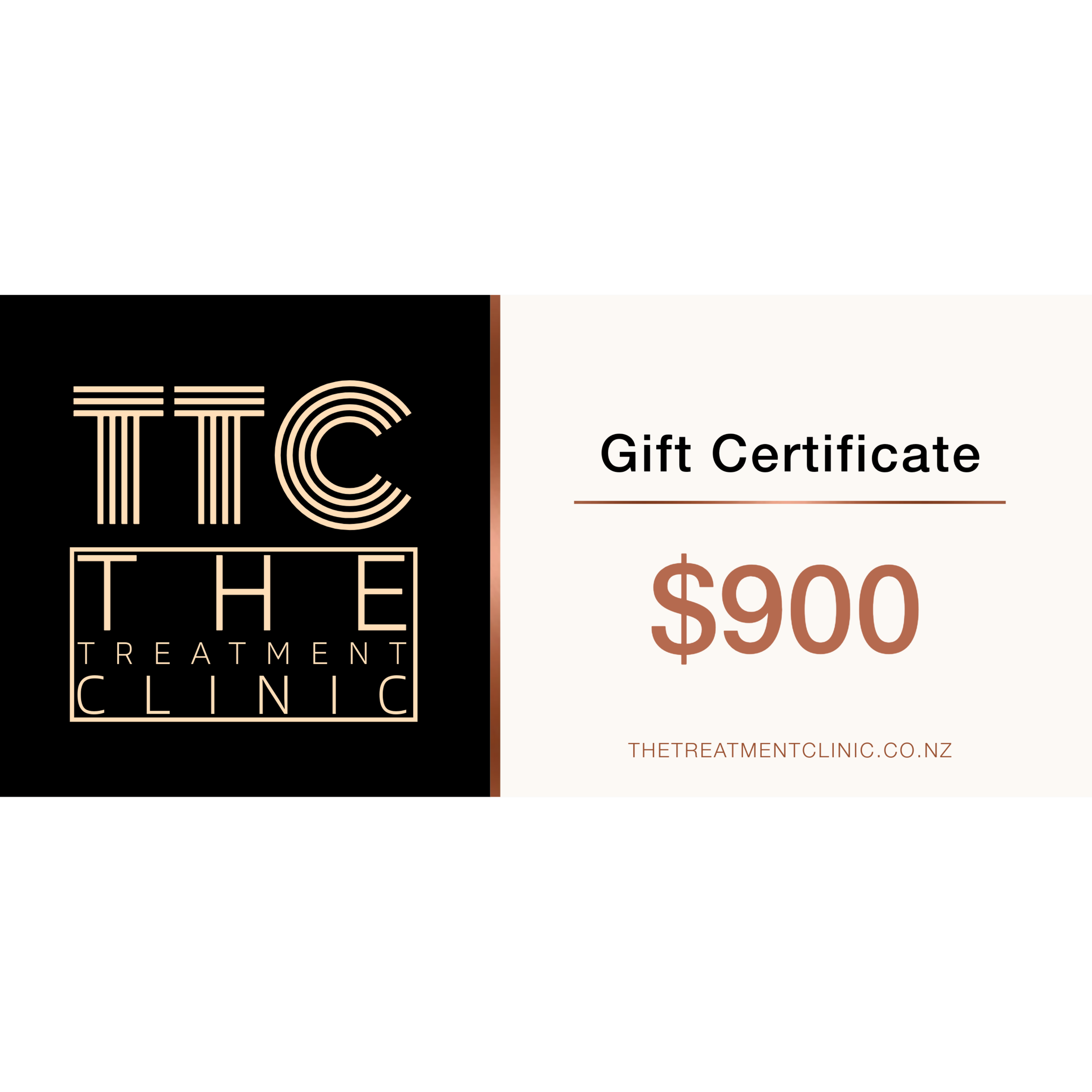 The Treatment Clinic $900 gift certificate.