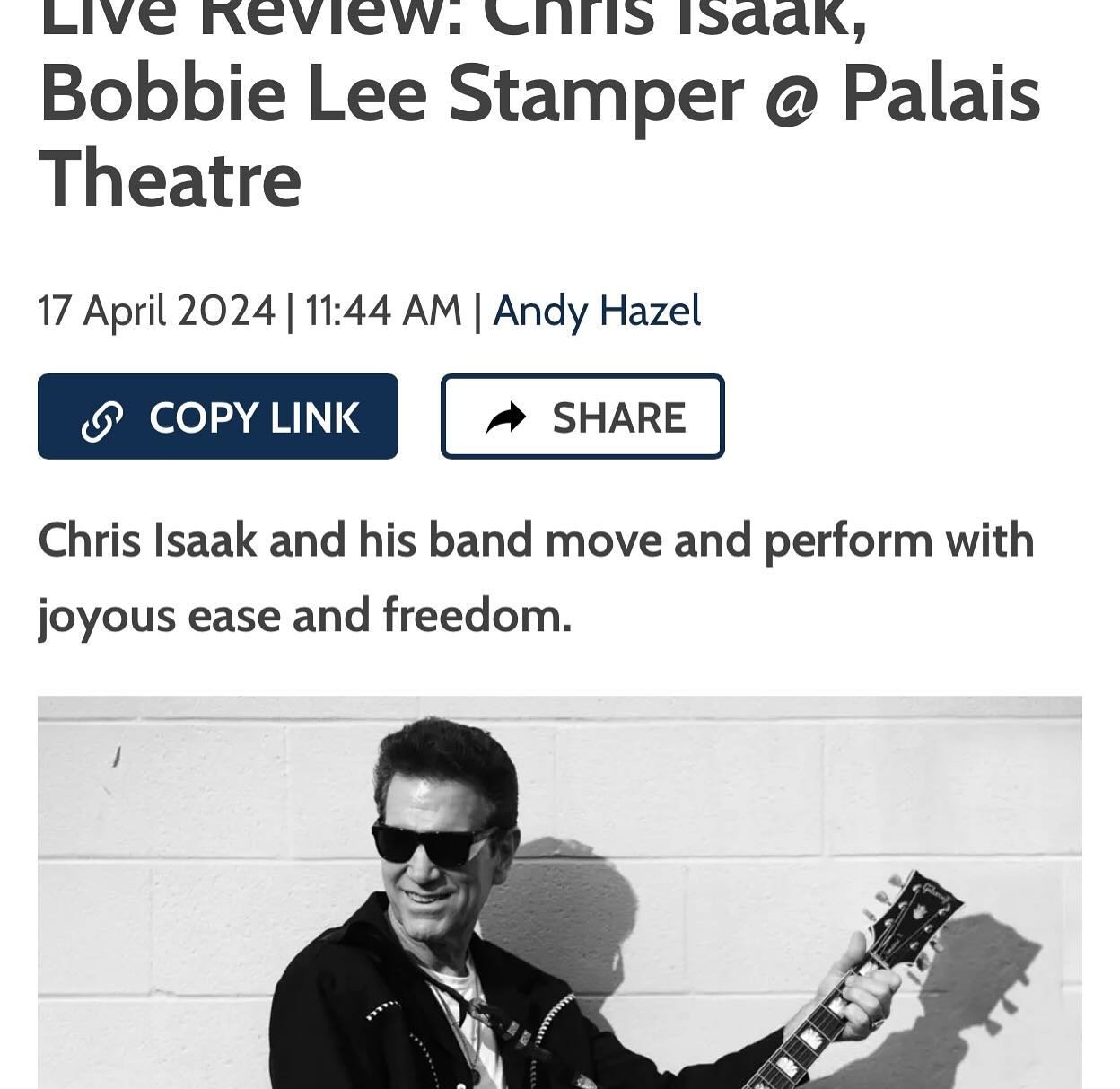 The past couple days were a lot of fun. Thanks to @chrisisaak, his amazing band, the lovely production crew, @livenationaustralia, @palaistheatre and every person who took the time to listen to my songs, to come say hello, laugh at my dumb jokes, tel