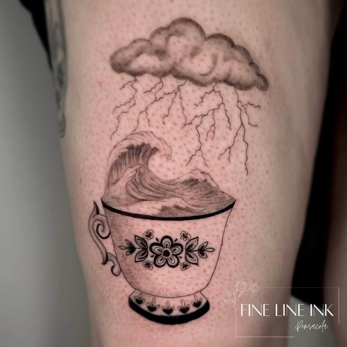 Another Swifty storm in a teacup!!

We used a pattern from her grandmothers China 🫶🏼

P.s. I know this is from Opalite but I already used that for the others I did 😆

#finelinetattoopensacola#pensacolatattoo#finelinetattoo#taylorswift#taylorswiftt