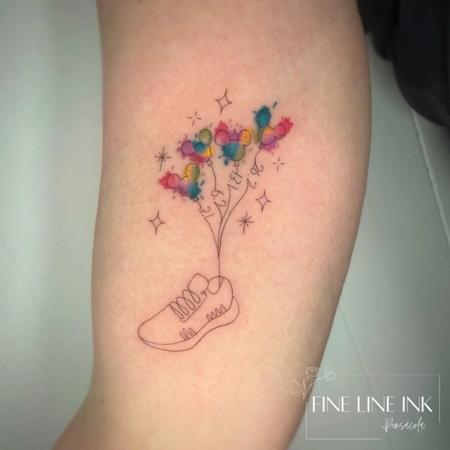 This baddie ran a 5K, 10K, 1/2 marathon, and full marathon in the span of 4 days for the Dopey Challenge at Disney!!! 🥳

She got this tattoo to commemorate her amazing accomplishment!! 

#finelinetattoo#pensacolatattoo#disneytattoo#watercolortattoo