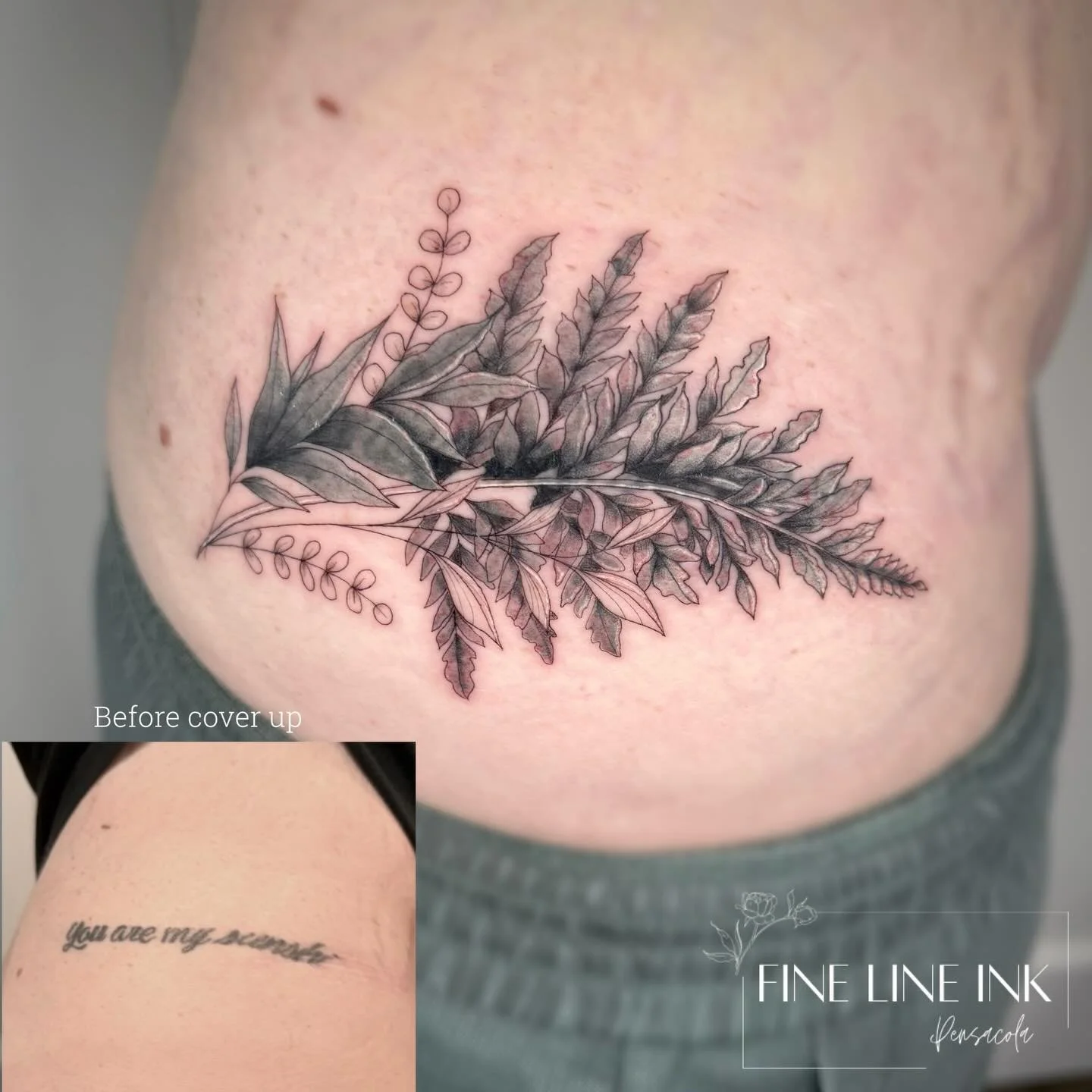 Soft foliage + flowing vines were the perfect way to camouflage this older piece while keeping it light, feminine, and natural&hellip;no florals, just texture and movement 🌿

This is using opaque greys also as she didn&rsquo;t want color. This is a 