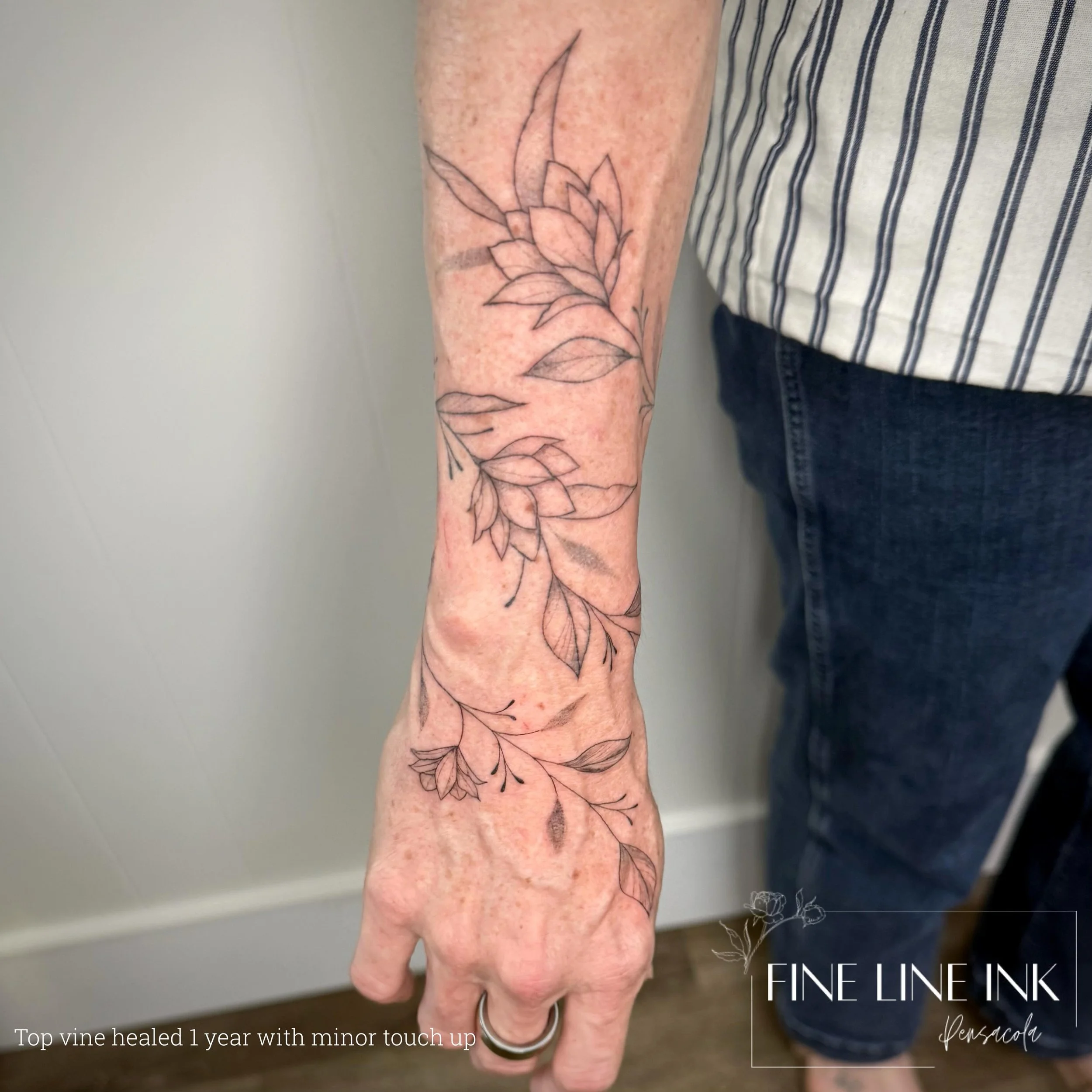 Added on to this vine healed one year almost exactly on my super talented and sweet esti @skinbyflynn 

We did touch up her vine a bit and plan to add more soon!!! 

Do yourself and your skin a favor and go see her for all your skincare needs!!! 🫶🏼