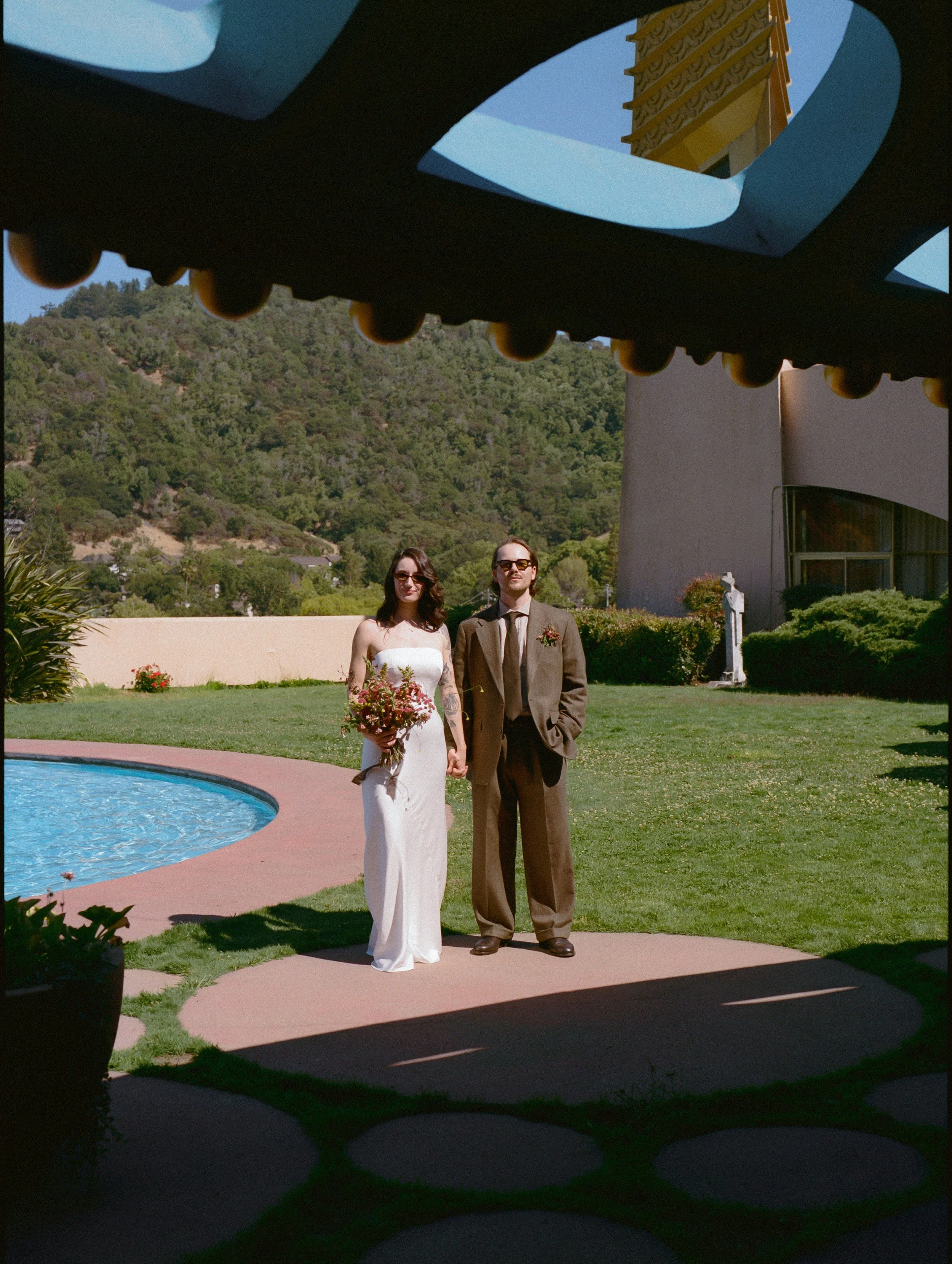 An elopement at Marin County Civic Center in Northern California. Film wedding photography by California Wedding Photographer, Eunice Beck.