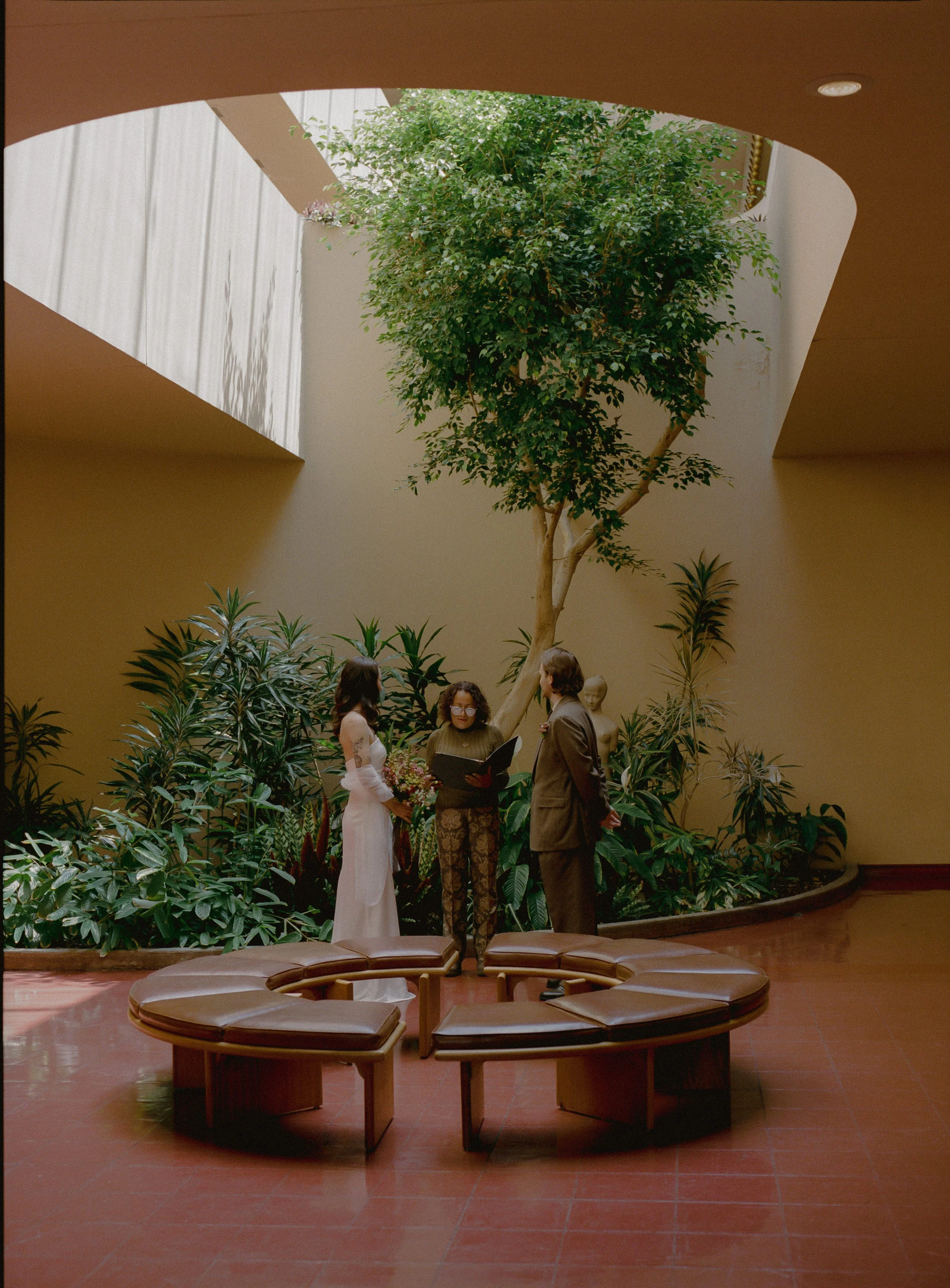 An elopement at Marin County Civic Center in Northern California. Film wedding photography by California Wedding Photographer, Eunice Beck.