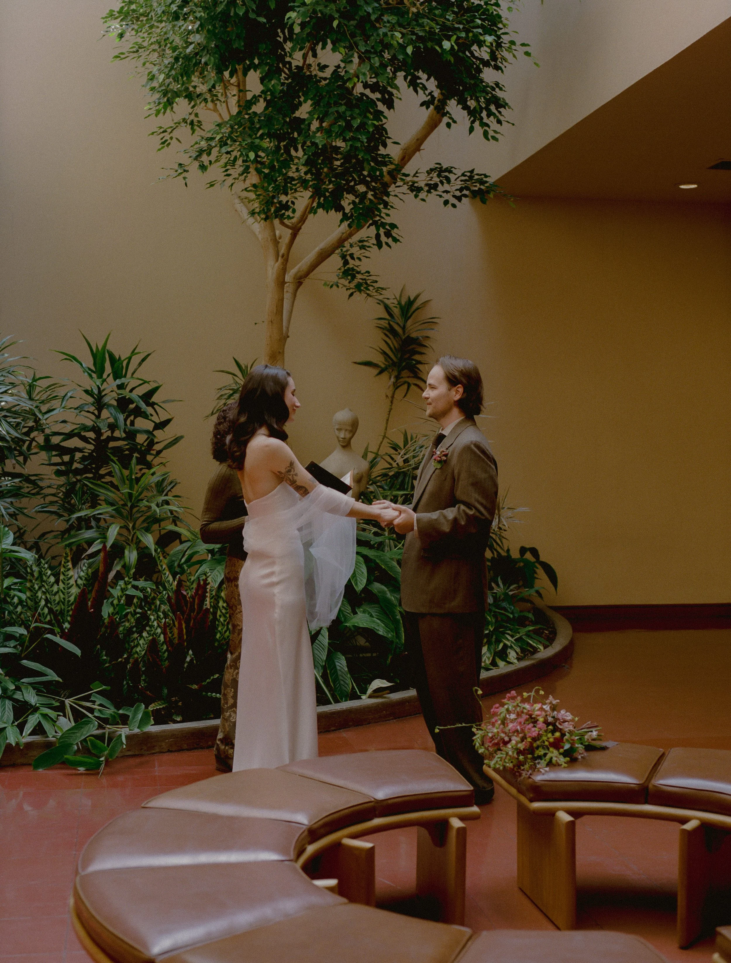 An elopement at Marin County Civic Center in Northern California. Film wedding photography by California Wedding Photographer, Eunice Beck.