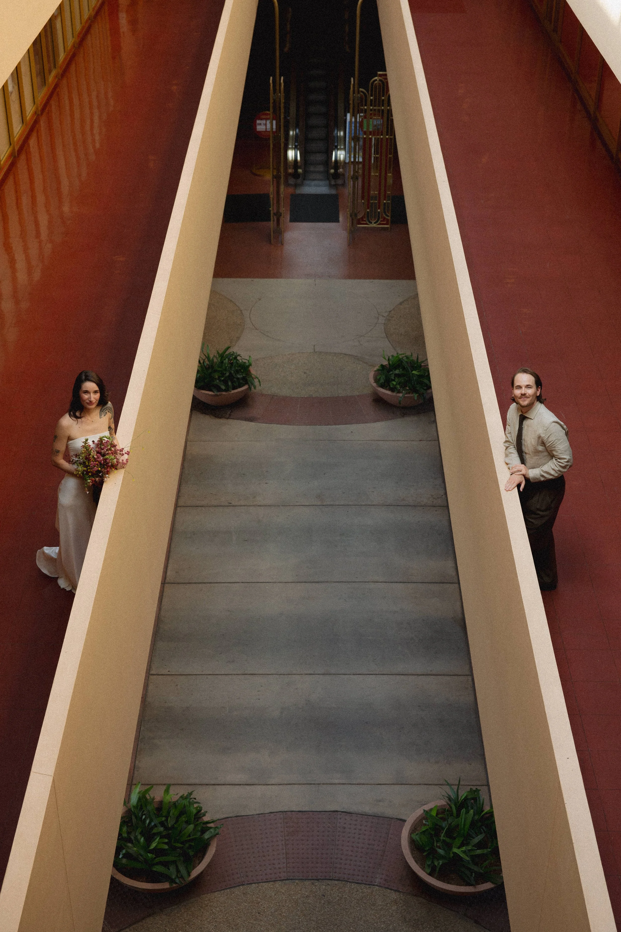 An elopement at Marin County Civic Center in Northern California. Film wedding photography by California Wedding Photographer, Eunice Beck.