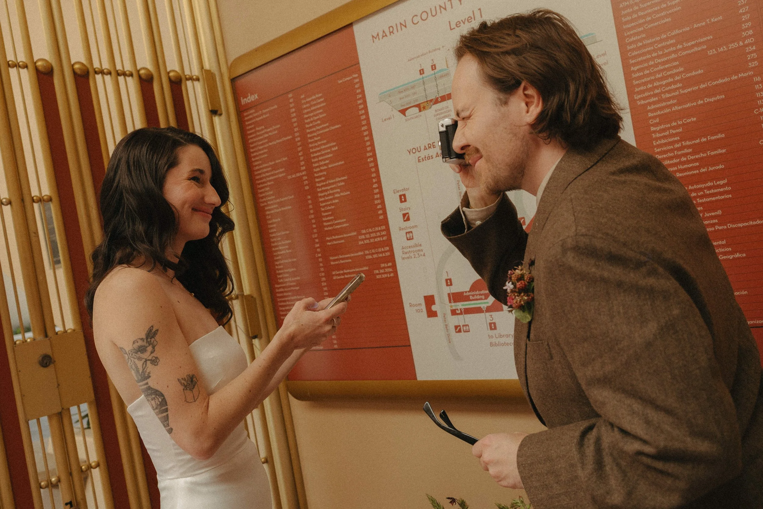 An elopement at Marin County Civic Center in Northern California. Film wedding photography by California Wedding Photographer, Eunice Beck.