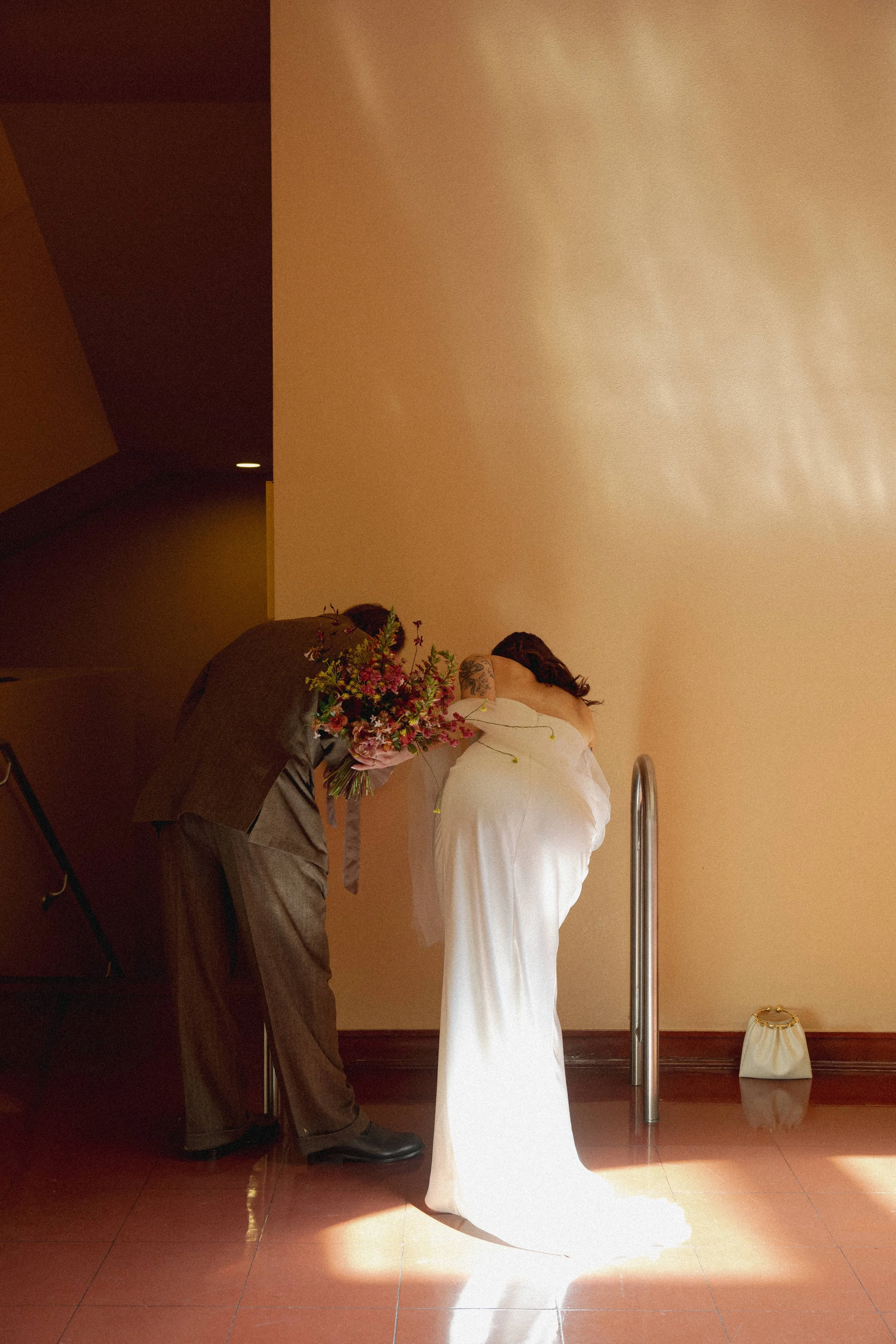 An elopement at Marin County Civic Center in Northern California. Film wedding photography by California Wedding Photographer, Eunice Beck.
