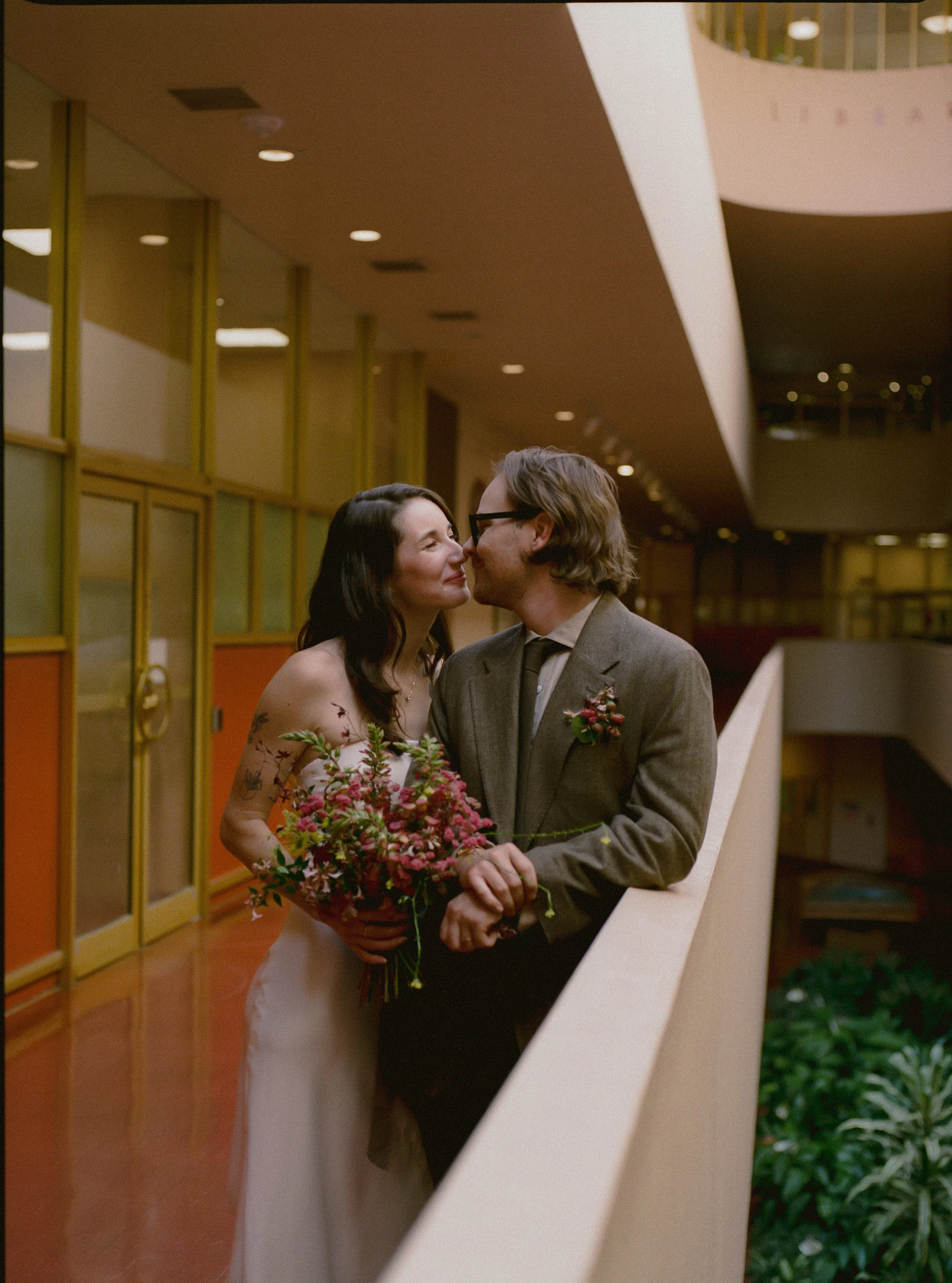 An elopement at Marin County Civic Center in Northern California. Film wedding photography by California Wedding Photographer, Eunice Beck.