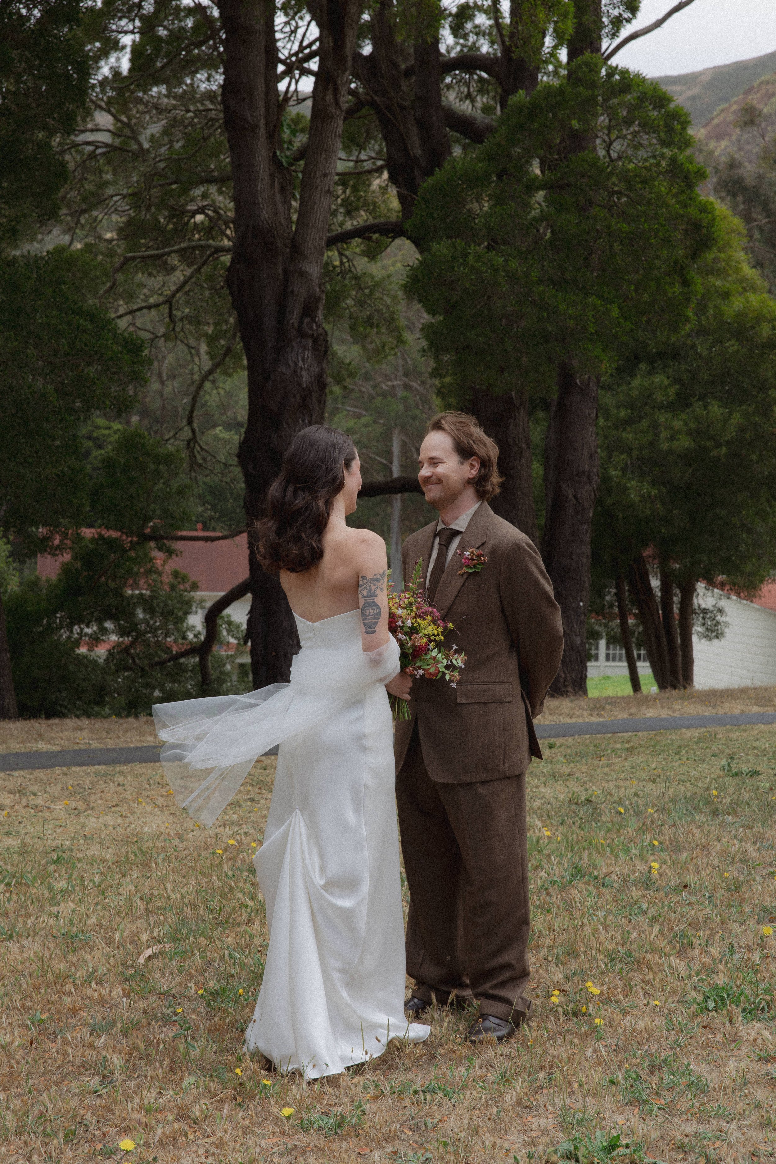 An elopement at Marin County Civic Center in Northern California. Film wedding photography by California Wedding Photographer, Eunice Beck.