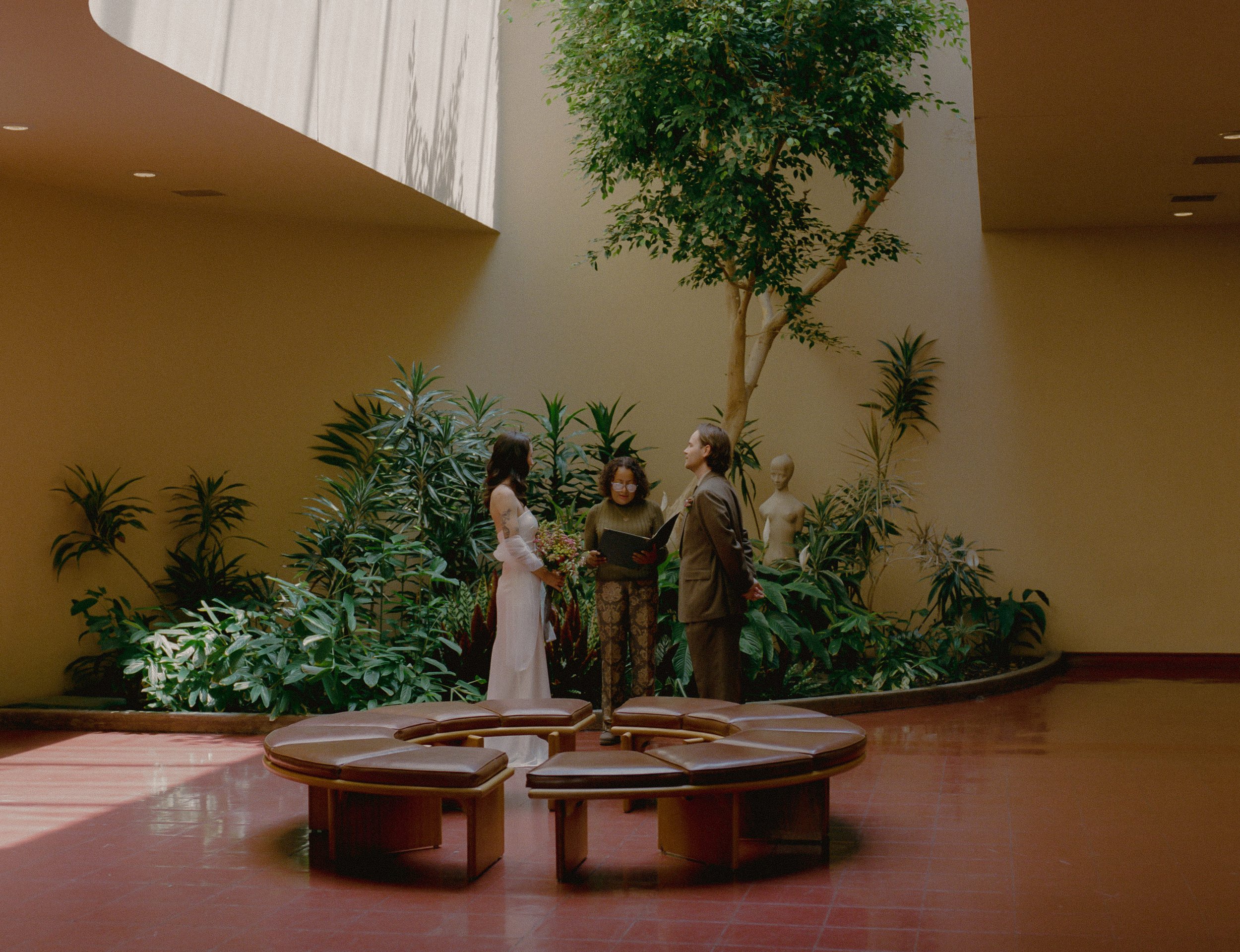 An elopement at Marin County Civic Center in Northern California. Film wedding photography by California Wedding Photographer, Eunice Beck.