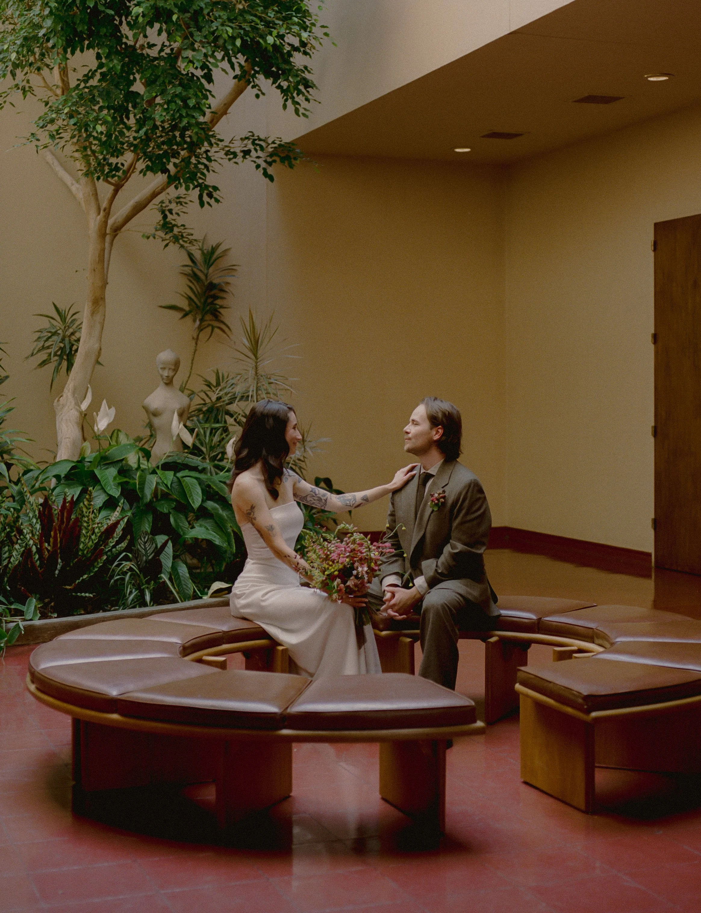 An elopement at Marin County Civic Center in Northern California. Film wedding photography by California Wedding Photographer, Eunice Beck.